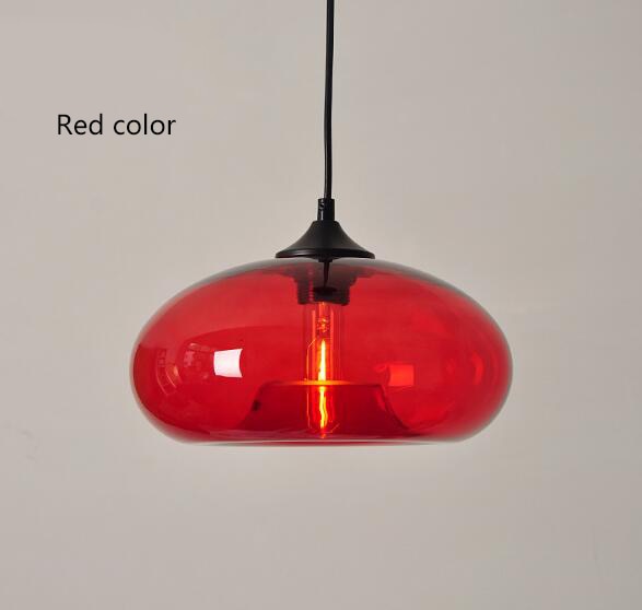 Simple Modern Colorful Hanging Lamp Loft E27 Pendant Lamp Decor for Kitchen Restaurant Room Glass Light Fixtures