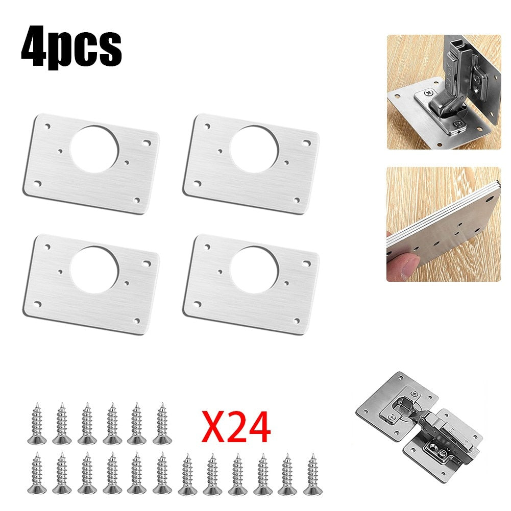 2/4/10/20pcs Stainless Steel Hinge Repair Plate For Cabinet Furniture Hinges Mounting Tool Kitchen Cupboard Door Fixing Plate