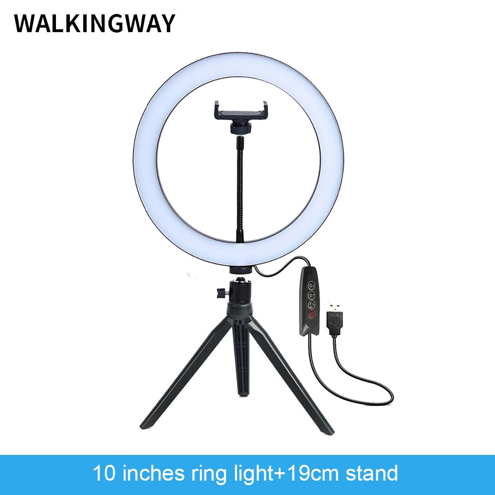 10" LED circle round light 26cm Photography Lighting Dimmable Selfie RGB lamp with tripod for makeup Youtube Tiktok phone camera video