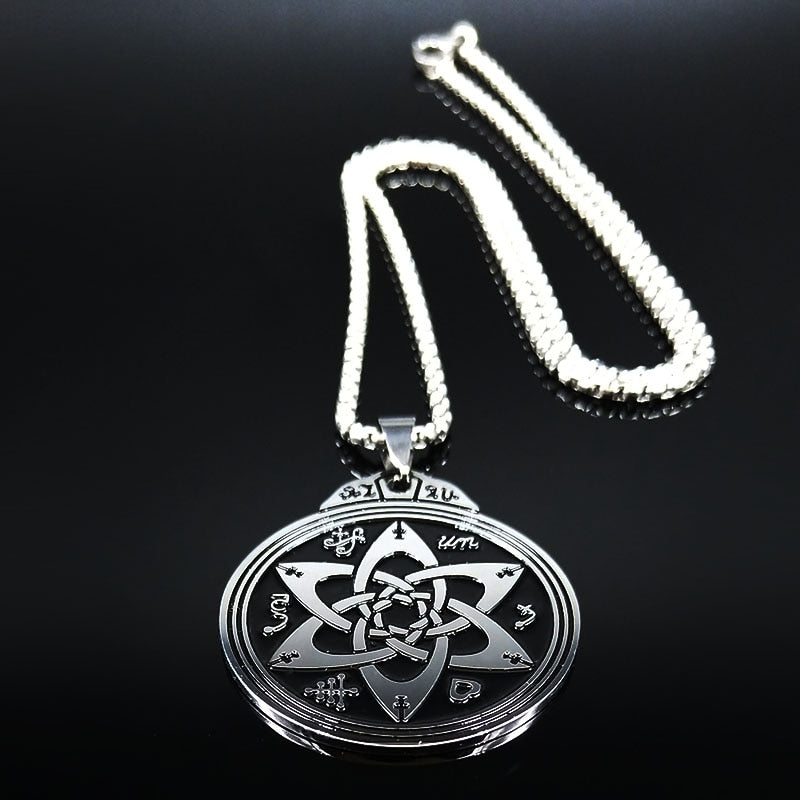 2023 Sun Moon Witchcraft Divination Stainless Steel Necklace Women/Men Black Color Chain Necklace Jewelry colgante N19835