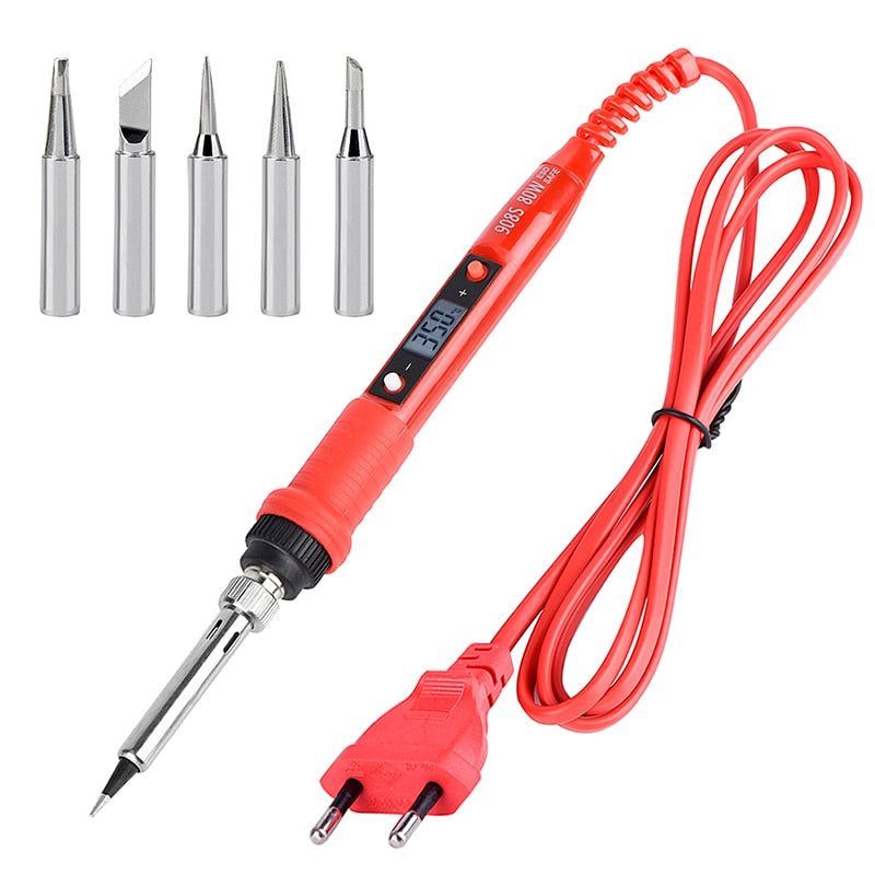 JCD Soldering iron kit adjustable temperature 220V 80W LCD solder welding tools Ceramic heater soldering tips Desoldering Pump