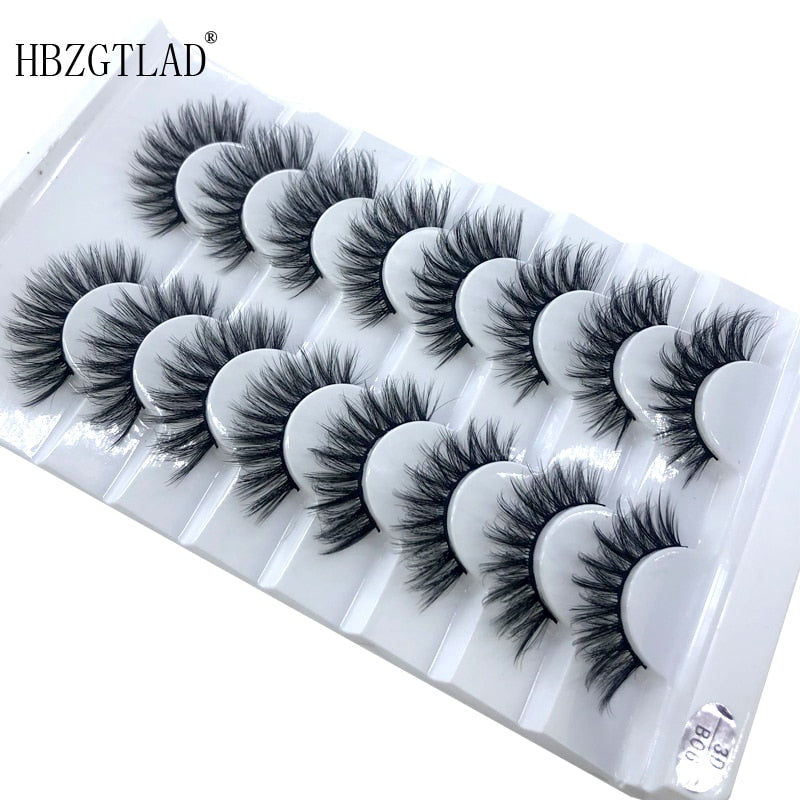 HBZGTLAD New 7/8 pairs 15-25mm natural 3D false eyelashes fake lashes makeup kit Mink Lashes extension mink eyelashes maquiagem