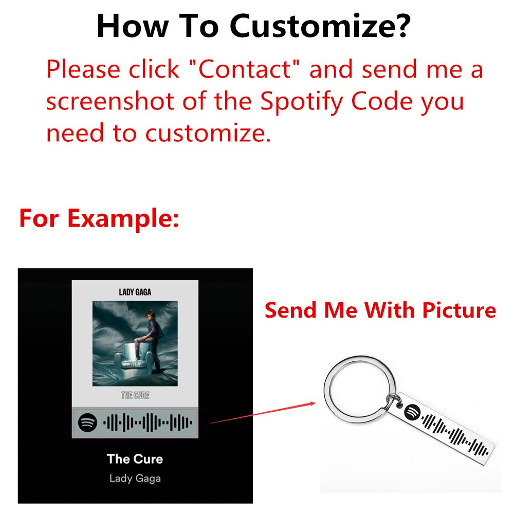 Personalized Music Spotify Scan Code Keychain For Women Men Stainless Steel Keyring Custom Laser Engrave Spotify Code Jewelry