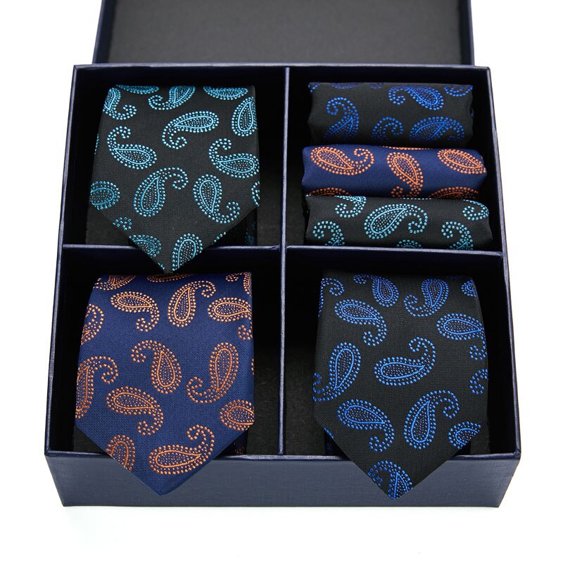 Gift box packing Silk Ties For Men Novelty Hanky  Set 3 Styles  Men's Tie Formal Red Cravat for Wedding Business Necktie