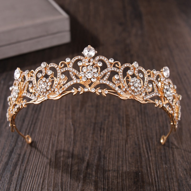 Rhinestone Crystal Tiara Crown Wedding Hair Accessories Bridal Tiara Hair Crown Wedding Hair Jewelry Crystal Tiara Golden Diadem