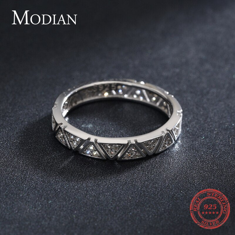 Modian Real 925 Sterling Silver Rings For Women Round Classic Ten Hearts Zircon Ring Romantic Wedding Statement Jewelry With Box