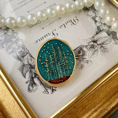 HUANZHI Vintage Silver Color Enamel Rabbit Feather Painting Sunflower Abstract Rectangle Brooch for Women Jewelry Gift