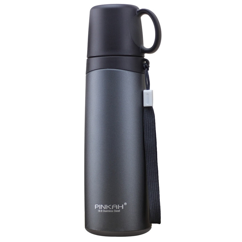 Stainless Steel Thermos Bottle: Your Perfect Travel Companion for Hot Coffee and Cold Drinks.