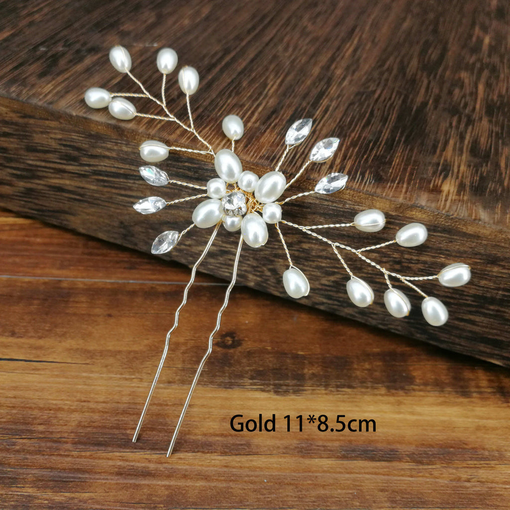 Women U-shaped Pin Metal Barrette Clip Hairpins Simulated Pearl Bridal Tiara Hair Accessories Wedding Hairstyle Design Tools