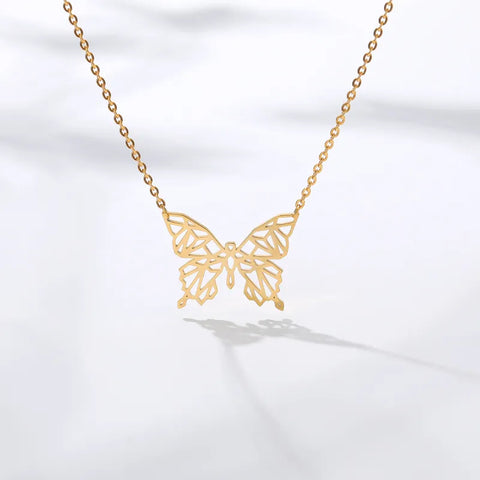 Origami Butterfly Necklace Geometric Animal Pendant Necklaces Insect  Decoration Choker Animal Jewelry Party Accessories