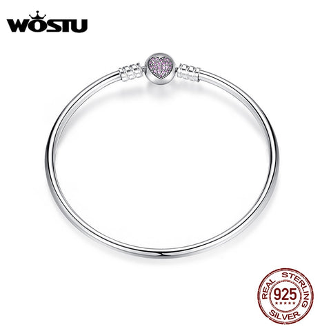 Authentic 100% 925 Sterling Silver Bangle Fit  Bracelet Charm Bead Bangle for Women Luxury Jewelry Original Pulseira XCHS904