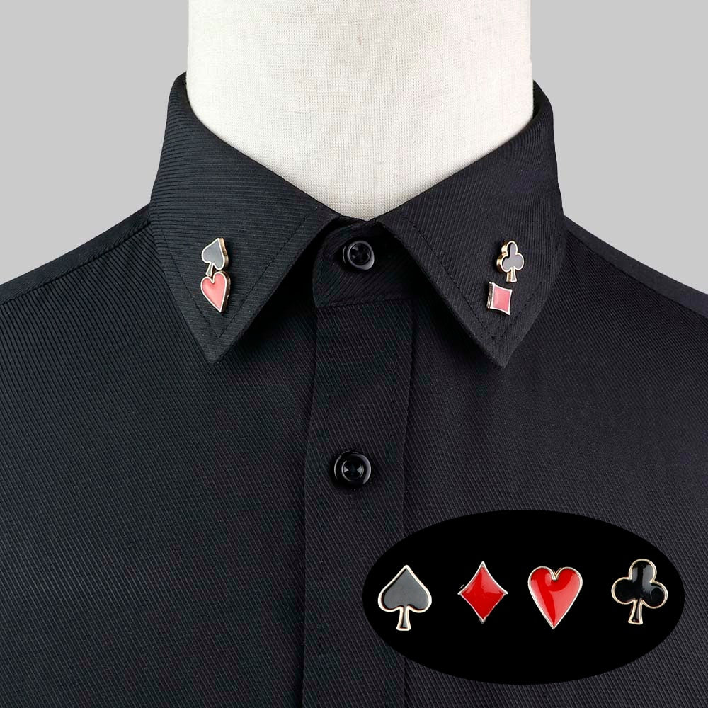 1 Pair Trendy Suit Shirt Collar Pin Tree Leaf Dragon Leopard Hollowed Triangle Crown Brooches For Men Women Daily Wear Accessory