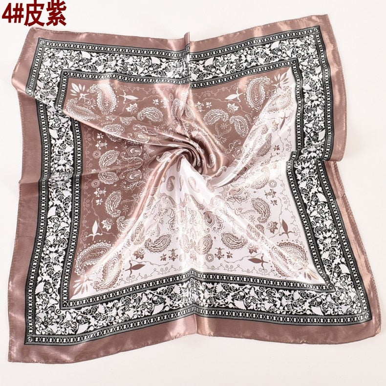 Scarf Satin Bandana Kerchief Silk Women's Luxury Brand Designer Summer Small Bag Wrap Retro Paisley Scarves Muslim Islamic