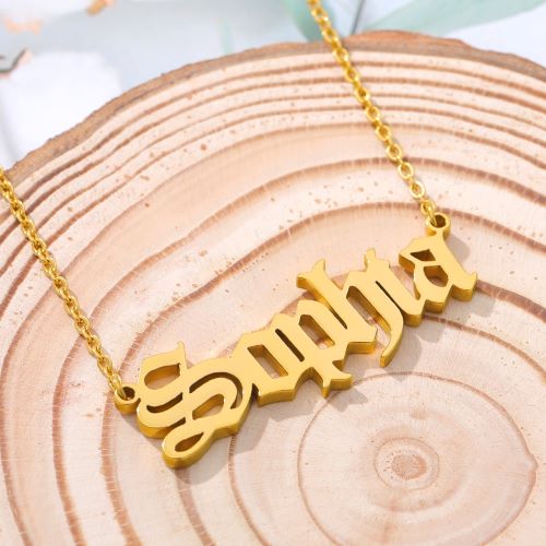 Personalized Name Necklaces For Women Custom Old English Font Stainless Steel Pendant Necklace Fashion Valentines Father's Day Jewelry Gift.