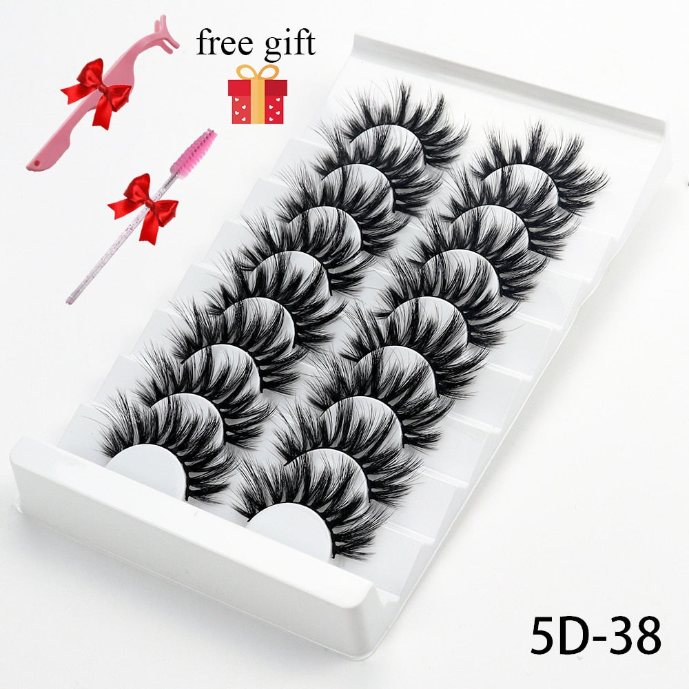 5/8 Pairs 20mm Mink Lashes 3D Natural False Eyelashes Fluffy Faux Mink Eyelashes Wispies Long Extension Eyelashes Pack Maquiagem