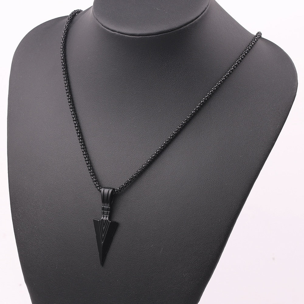 Men&#39;s  Design Metal Black Long Necklace  Arrow Pendant Jewelry Chain Hip Hop Punk Rock Necklace Jewelry Gift For Couple