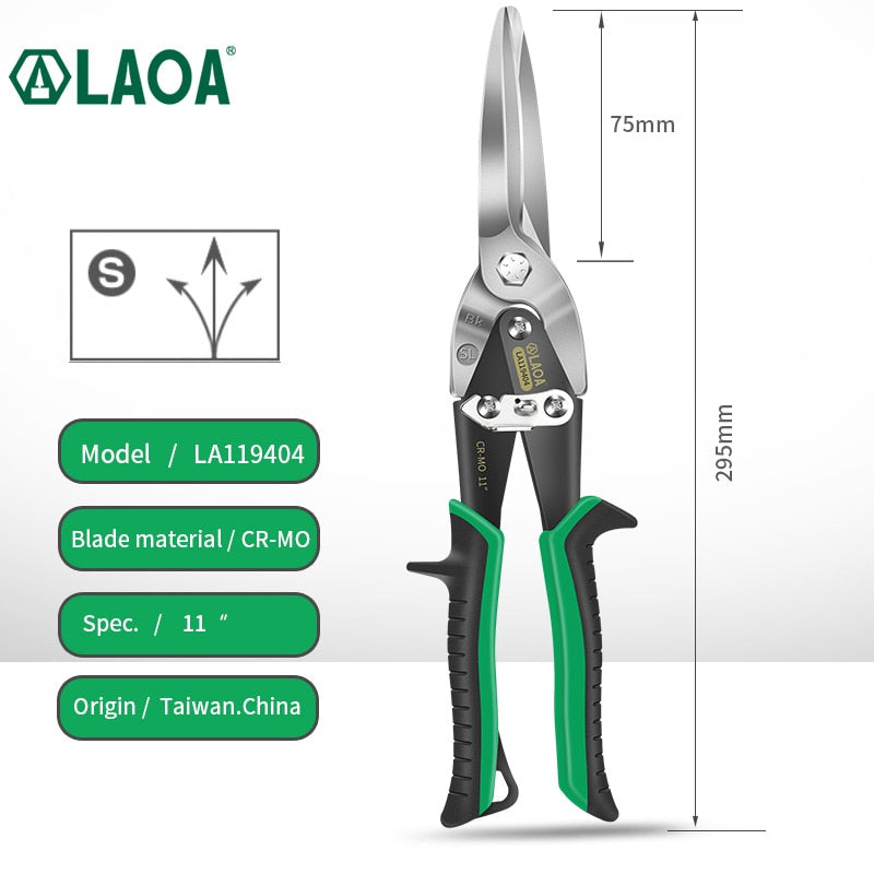 LAOA Iron Sheet Steel Shearing Multi-functional Tin Snips Straight Shears Bent Blade Cutter Household Hand Cutting Tool Scissors