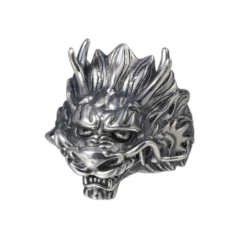 Retro Punk Men Ring Demon Skeleton Hip Hop Rock Locomotive Ring Titanium Steel Alloy Ancient Silver Color Ring Women Jewelry.