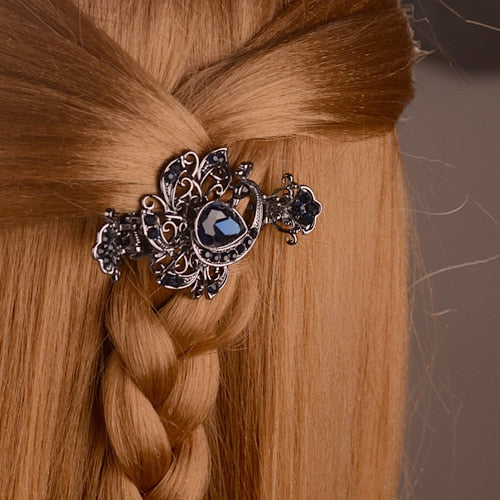 Retro Crystal Rhinestone Peacock Hair Clips Barrettes Hair Jewelry Metal Small Hair Accessories Women