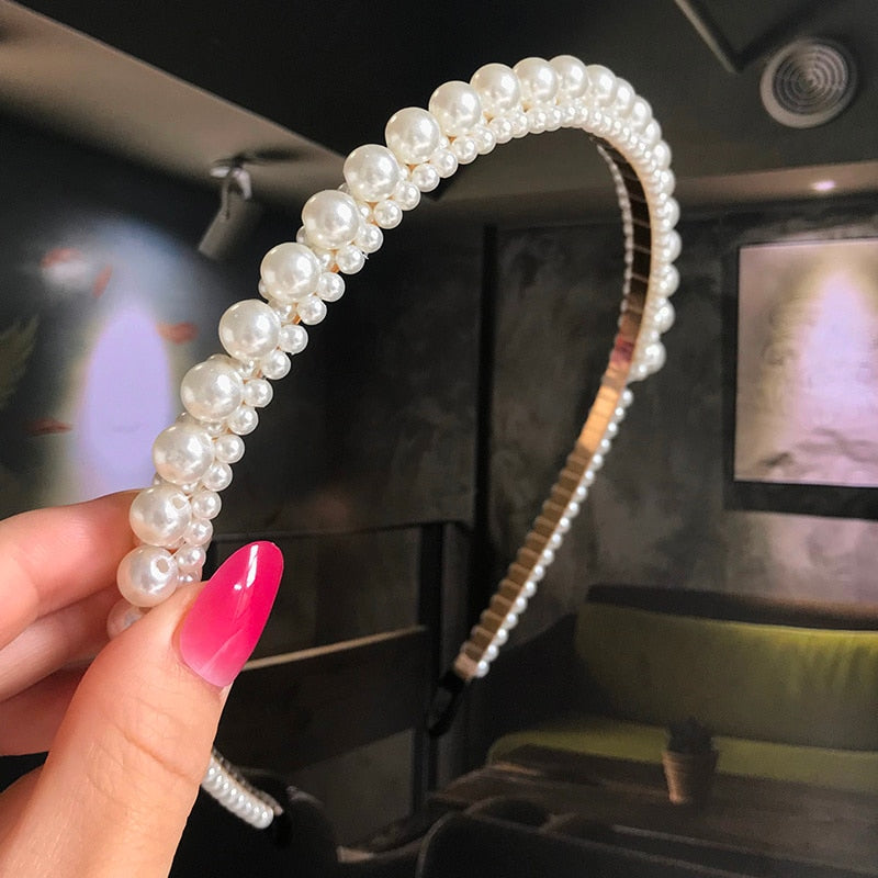 Women Simulated Pearl Hairbands Jewelry 2020 New Fashion Flower Headband Hair Hoops Holder Ornament Gift Girls Accessories