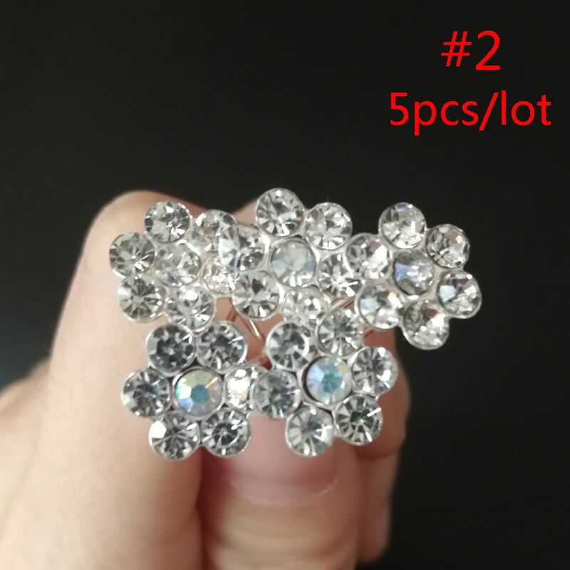 5PCS Acrylic Wedding Bridal Pearl Hair Pin White Flower Crystal Clip Bridesmaid Rhinestone Diamond Headwear Jewelry Accessories