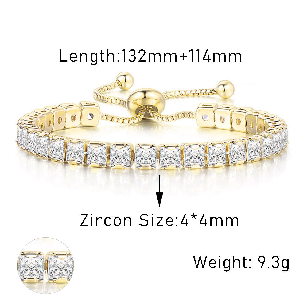 Adjustable Various Size Tennis Bracelet For Women Geometric Clear Zircon Wedding Party Jewellry Drop Shipping Items 2023 DZH007