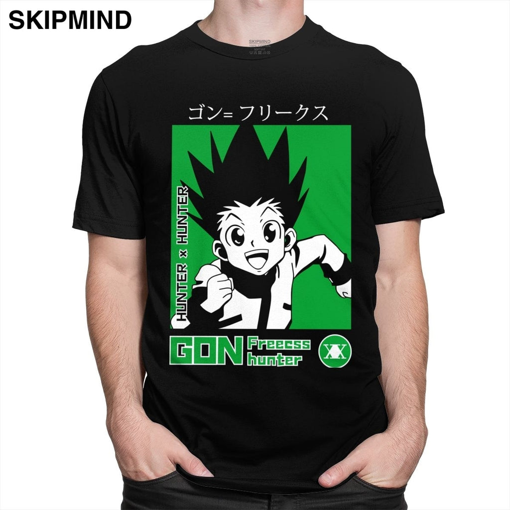 Trendy Men T Shirt Hunter X Hunter Short Sleeved Cotton Tee Round Neck Leisure Gon Freecss T-shirt Japanese Manga Anime Tshirt