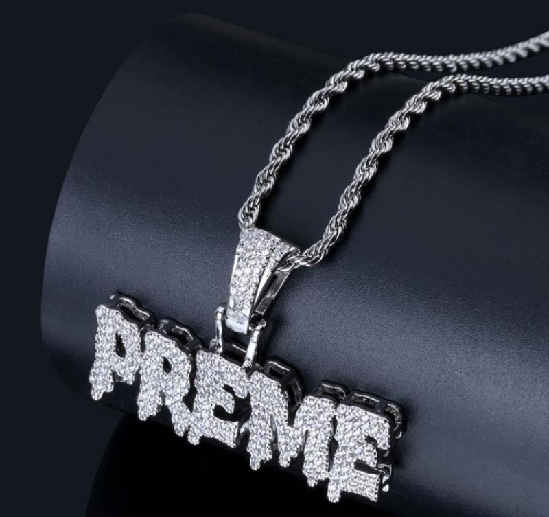 Hip Hop Men and Women Cubic Zircon MBM Letter Pendant Iced Out Full  Necklace Jewelry Gift