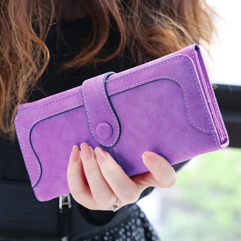 Aliwood Brand Wallets Retro Nubuck Leather Women's Long Wallets Clutch Female Hasp Purse Vintage Money Bag Carteira Card Holder