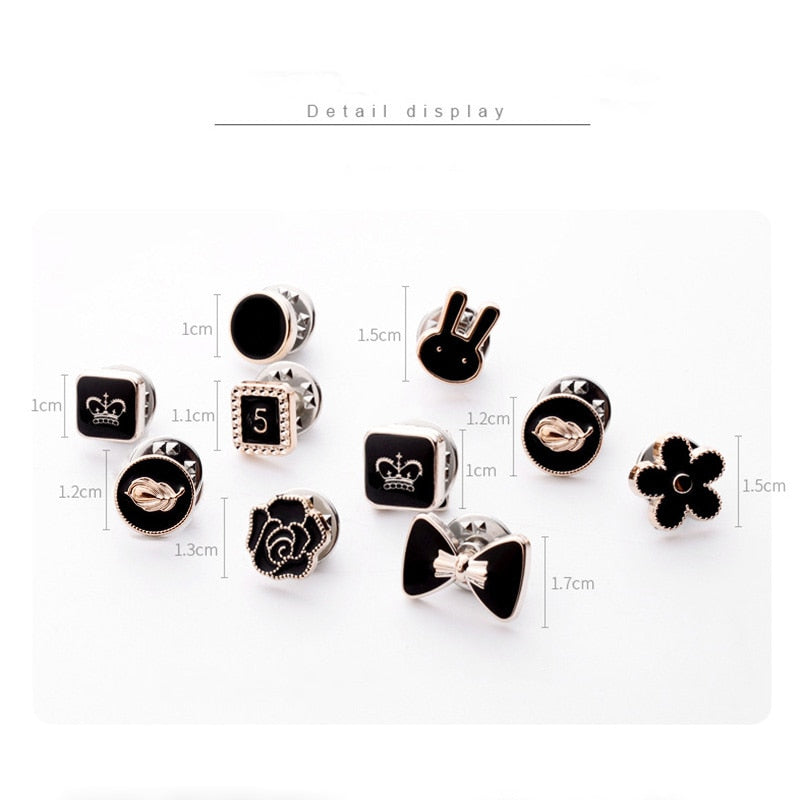 10 Pieces Button Brooch Set Imitation Pearl Rhinestones Pin Coat Clothes Accessories Gift Prevent Exposure Different Design Brooches for Women such as Flower, Pearl, Ribbon