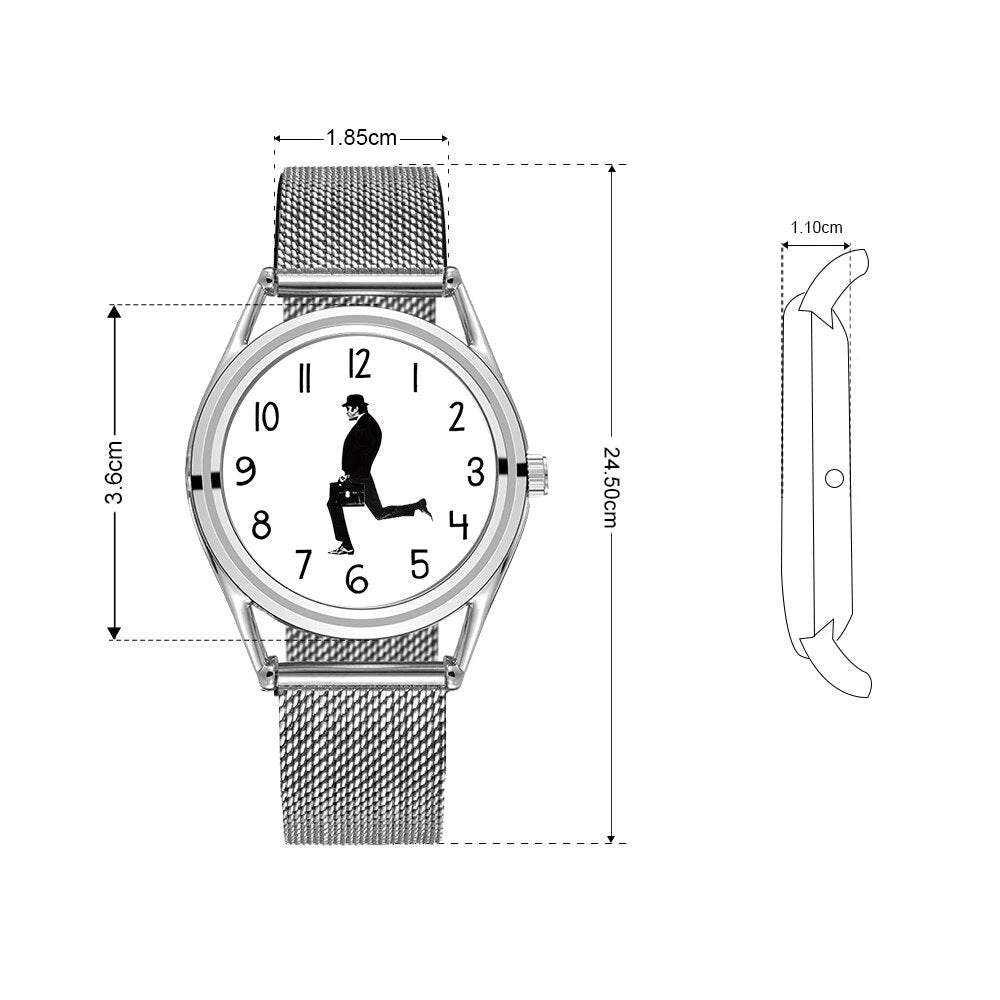 FEB 30TH Walking Men Design Creative Designed Men Unisex Watch 3ATM  Water resistant Stainless Steel Band