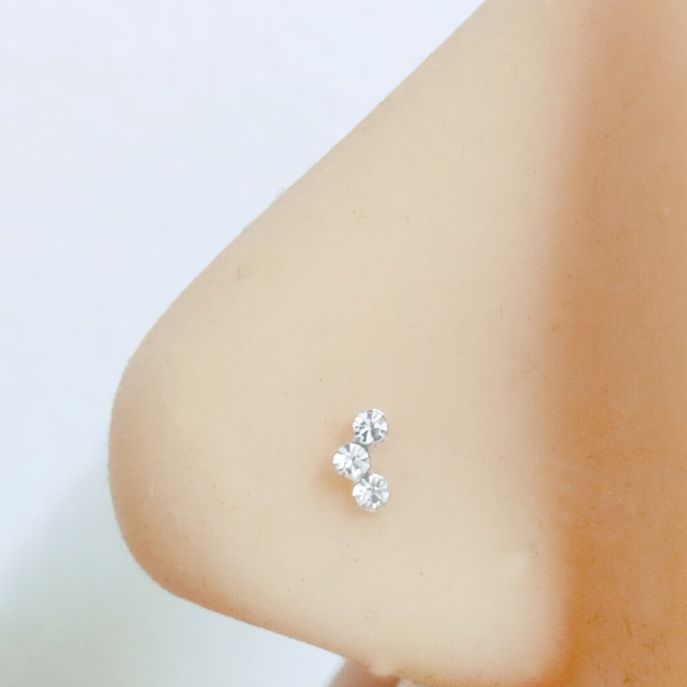 925 Sterling silver crystal nose  Stud fashion indian nose piercing body jewelry 20pcs/pack