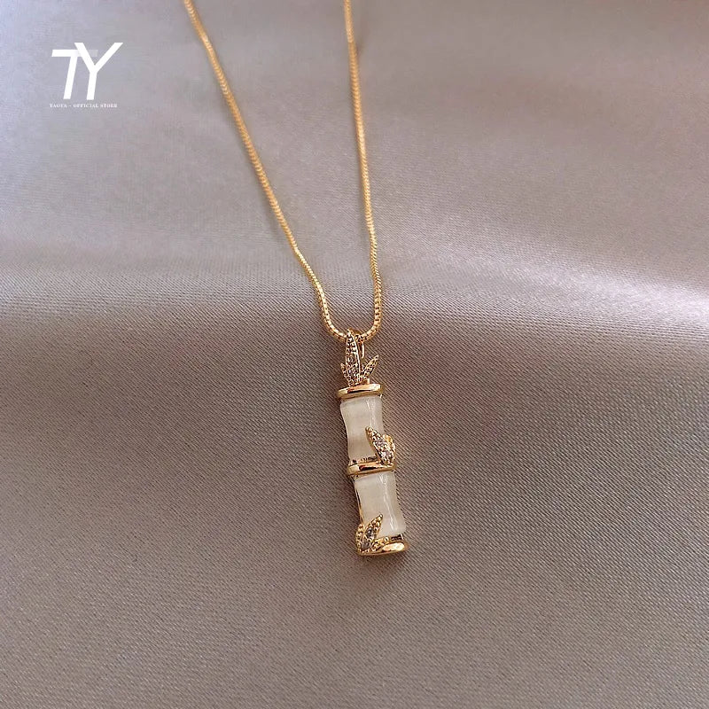 2020 new Simple ladies bamboo shaped pendant Korean women&#39;s collarbone chain exquisite gift  fashion jewelry short necklace