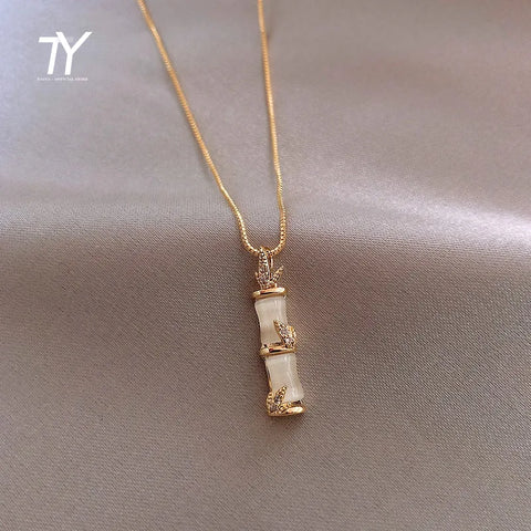 2020 new Simple ladies bamboo shaped pendant Korean women&#39;s collarbone chain exquisite gift  fashion jewelry short necklace