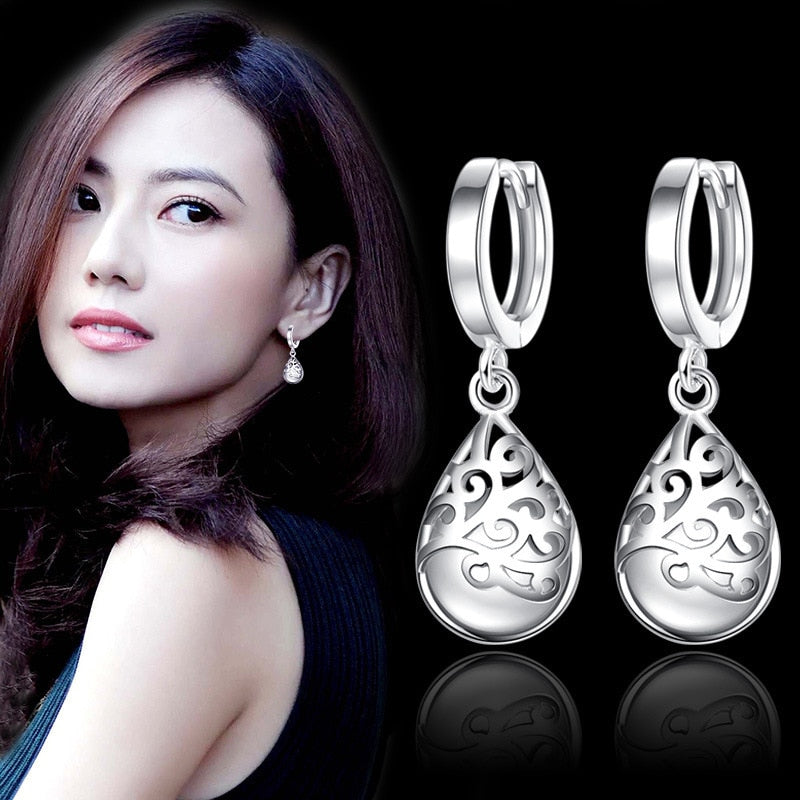 Trendy Opal Stone Flower 925 Sterling Silver Ladies Stud Earrings Original Jewelry For Women Anti Allergy Drop Shipping