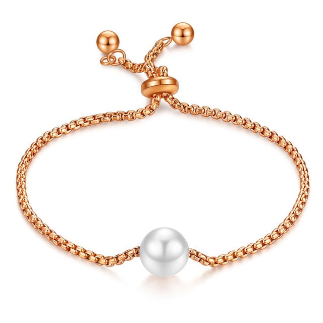 Women New Cross Pearl Heart Charms Bracelet Bohemia Gold Color Stainless Steel Link Chain Bracelets Fashion Christian Jewelry