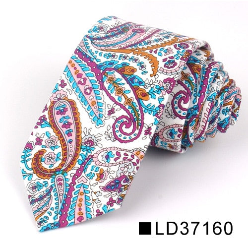 New Floral Tie For Men Women Skinny Cotton Neck Tie For Wedding Casual Mens Neckties Classic Suits Flower Print Neck Ties Cravat