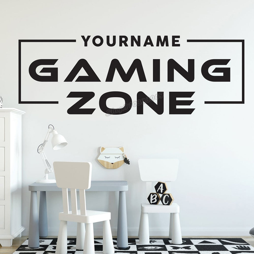 Custom Name Gaming Zone wall decal Vinyl Eat Sleep Game Controller video game wall Sticker personalised Name Playroom Decor C757