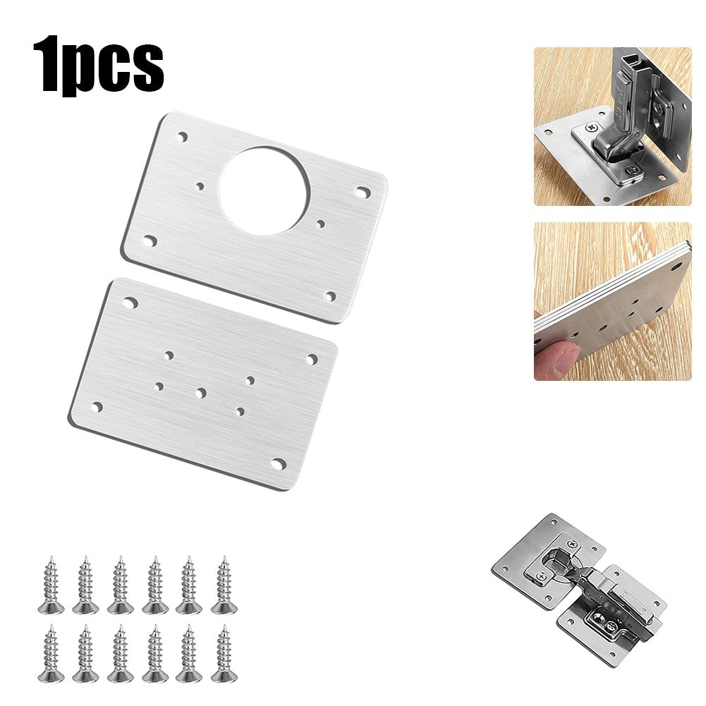 2/4/10/20pcs Stainless Steel Hinge Repair Plate For Cabinet Furniture Hinges Mounting Tool Kitchen Cupboard Door Fixing Plate