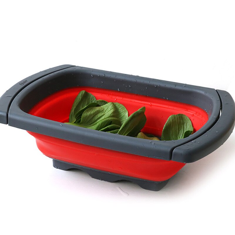 Foldable Drain Basket Fruit Vegetable Washing Basket Colander Collapsible Strainer Silicone Scalable Drainer With Handle Storage