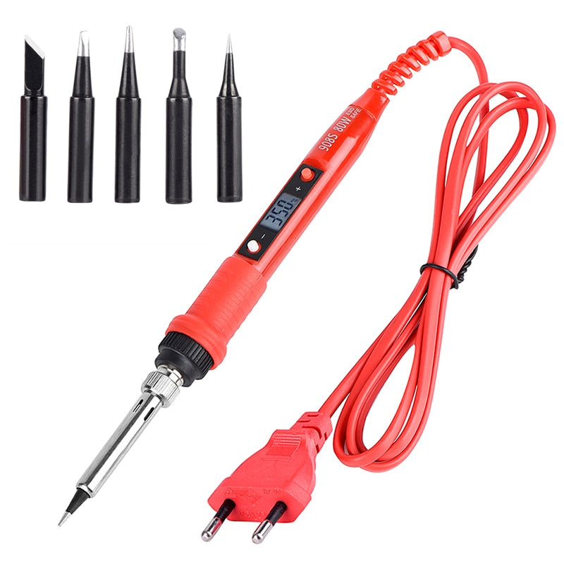 JCD Soldering iron kit adjustable temperature 220V 80W LCD solder welding tools Ceramic heater soldering tips Desoldering Pump