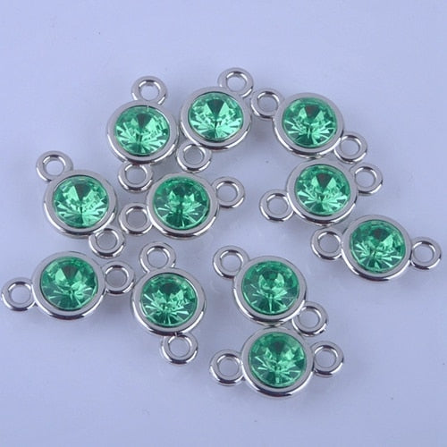 1 set of 12pcs Bright Birthstone Charms Silver color Acrylic charms measuring 11 mm by 19 mm for DIY Statement Necklace, Pendant, Anklet and Bracelet