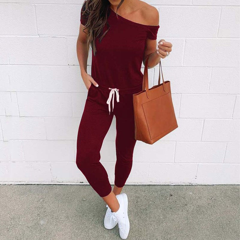 2023 Summer Off Shoulder Jumpsuit Women Overalls Elegant Romper Women Long Black Jumpsuit Female Romper Overalls For Women