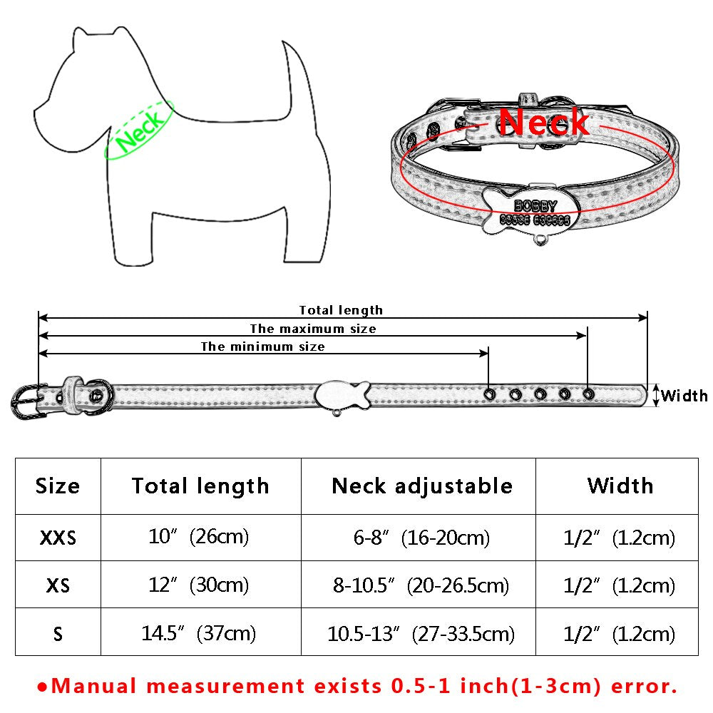 Customized Cat Collar Personalized Puppy Small Dogs ID Collars Engraved Name Phone Number Free Engraving For Chihuahua XXS XS S