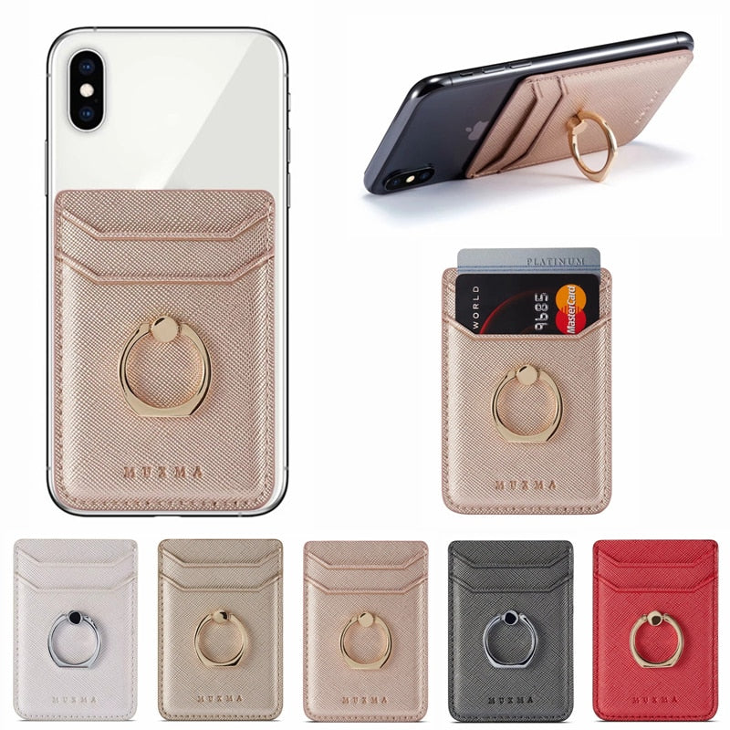 ID Credit Card Holder Canvas Women Men Pocket Wallet Phone Stand Back Card Sticker For iPhone Samsung Smartphone Universal