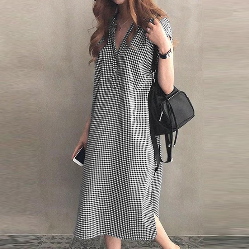 Printed Elegant Split Casual Sundress ZANZEA 2023 Summer V-Neck Short Sleeve Women Midi Dresses Robe Femme