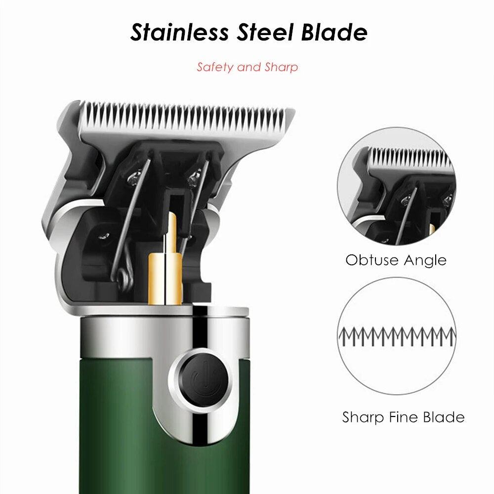 Professional USB Rechargeable Hair Clipper Electric Hair Trimmer Beard Shaving Machine 0mm Men Barber Haircut Tool 18650 Lithium