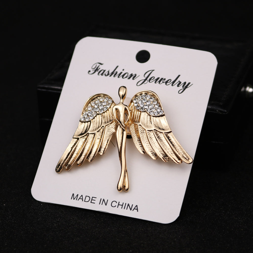 i-Remiel Fashion Women&#39;s and Men&#39;s Crystal Angel Wings Brooch Pin for Coat Suit Shirt Collar Decoration Clothing &amp; Accessories