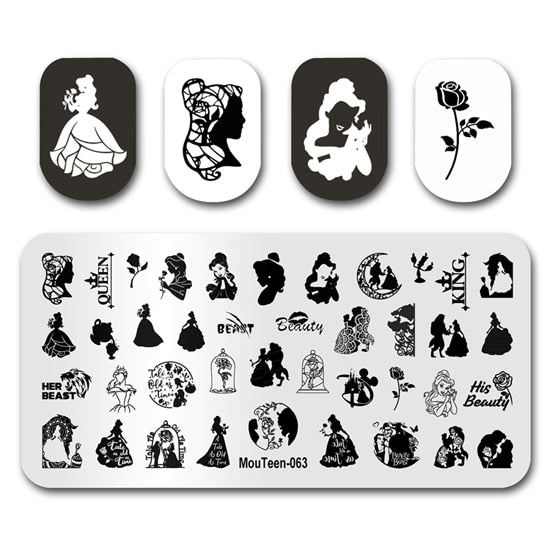 Nail Stamping MouTeen148 Cartoon Big Size Head Disney Nail Plates Stamp King Manicure Set For Nail Art Stamping