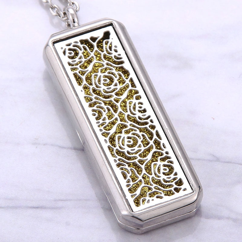 Square Aroma locket Necklace Magnetic Stainless Steel Aromatherapy Essential Oil Diffuser Perfume Locket Pendant Jewelry